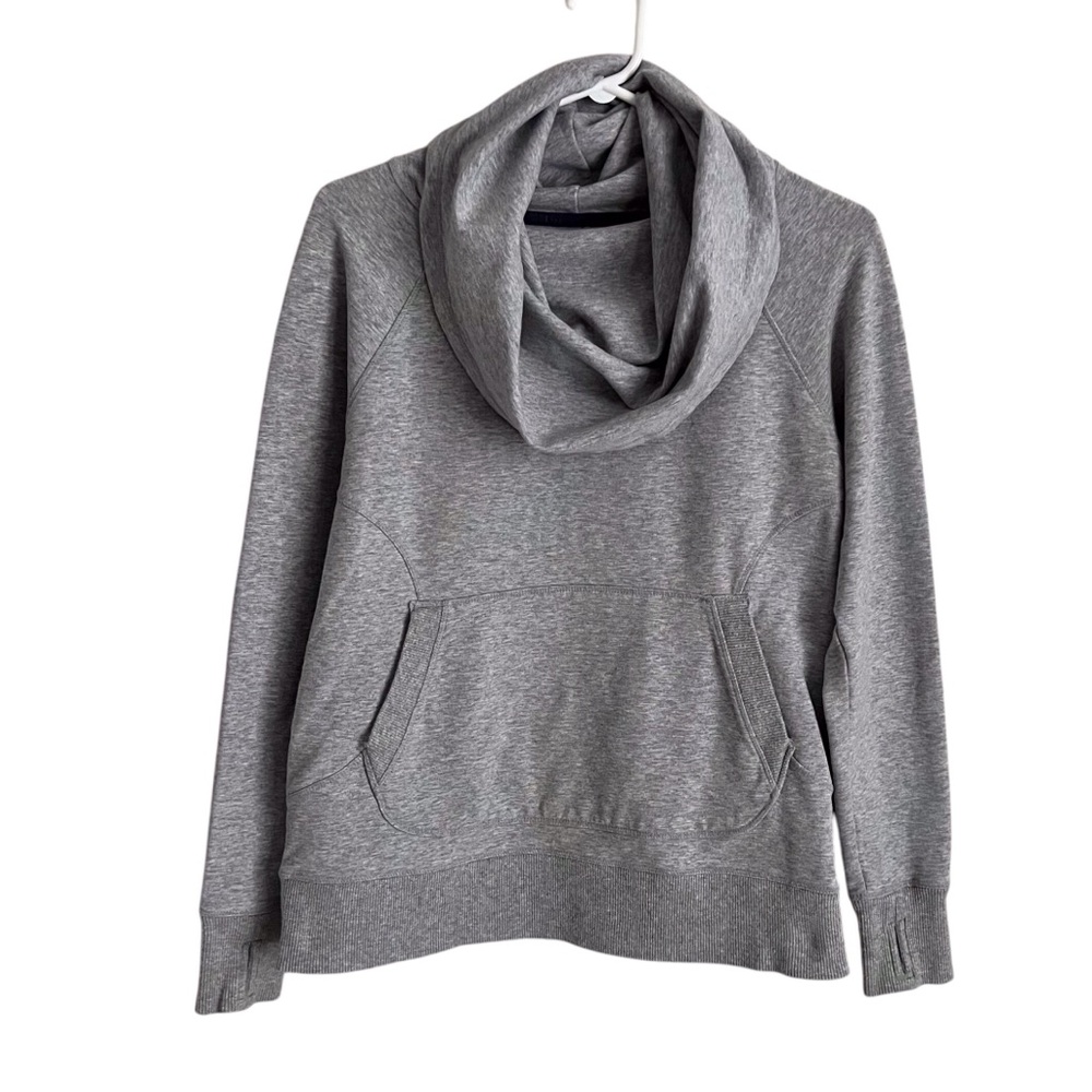 LL Bean Cozy Pullover Cowl Neck Sweatshirt Long Sleeve Neutral Grey Small Petite